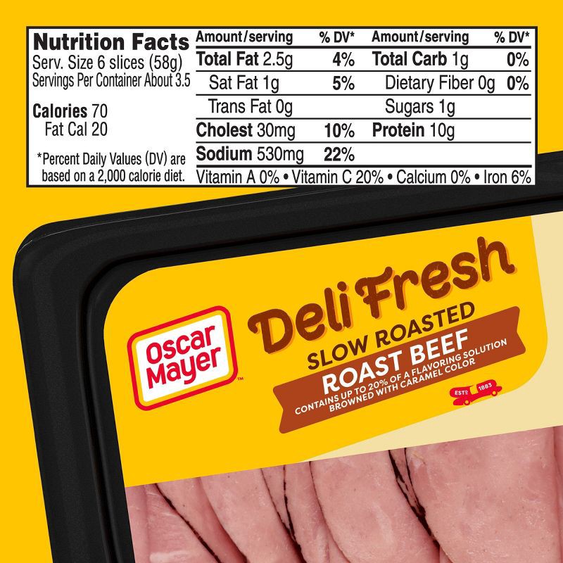 slide 7 of 9, Oscar Mayer Deli Fresh Slow Roasted Roast Beef Sliced Lunch Meat - 7oz, 7 oz