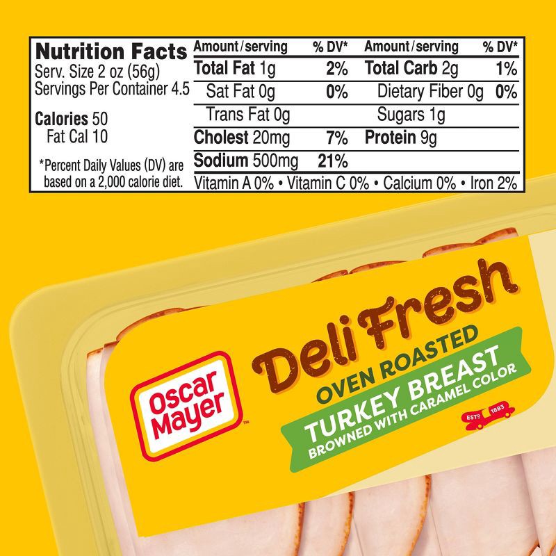 slide 7 of 9, Oscar Mayer Deli Fresh Oven Roasted Turkey Breast Sliced Lunch Meat - 9oz, 9 oz