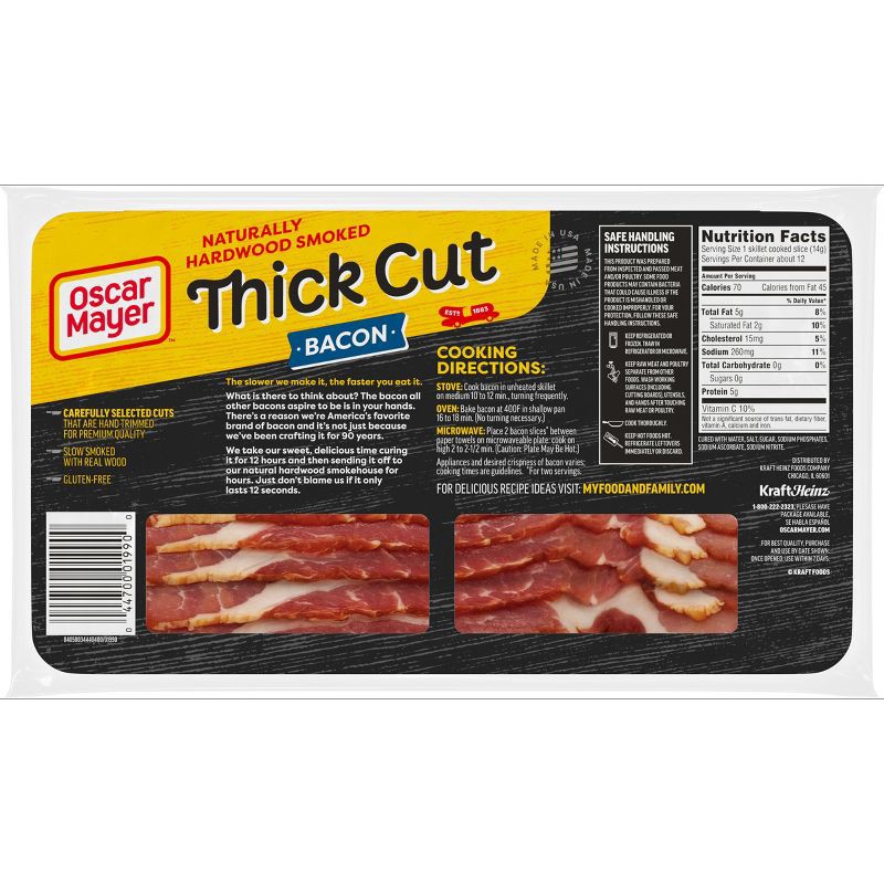 slide 8 of 9, Oscar Mayer Hardwood Smoked Thick Cut Bacon - 16oz, 16 oz