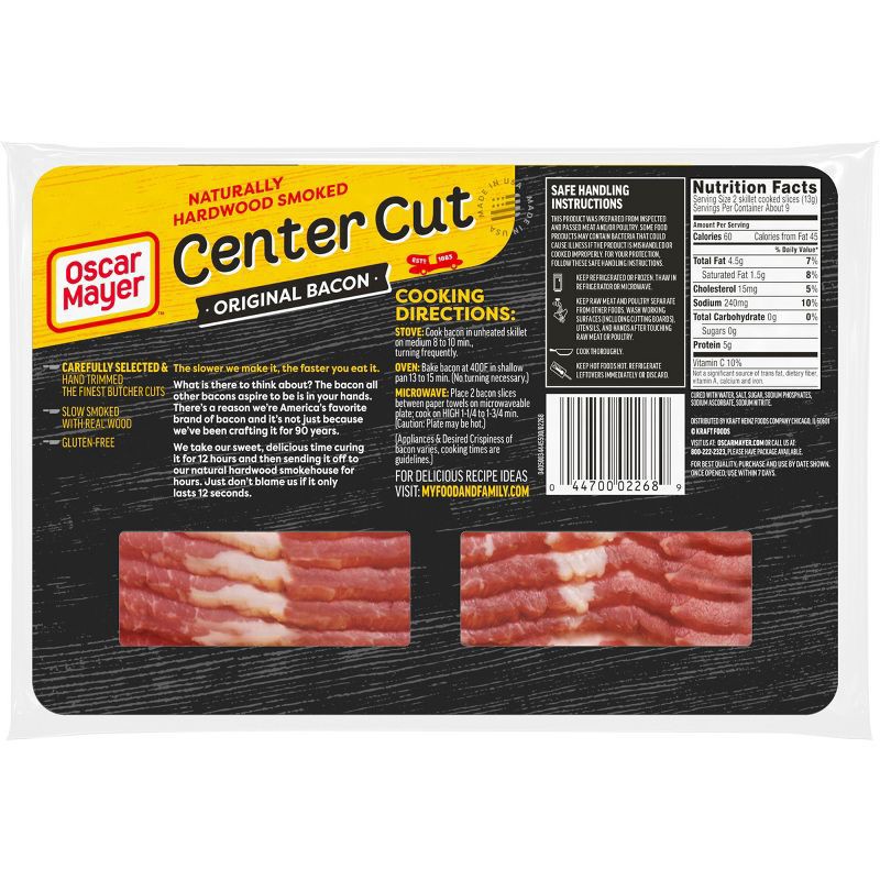 slide 2 of 9, Oscar Mayer Center Cut Original Bacon - 12oz, 12 oz