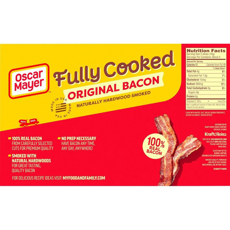 slide 8 of 14, Oscar Mayer Fully Cooked Bacon - 2.52oz, 2.52 oz