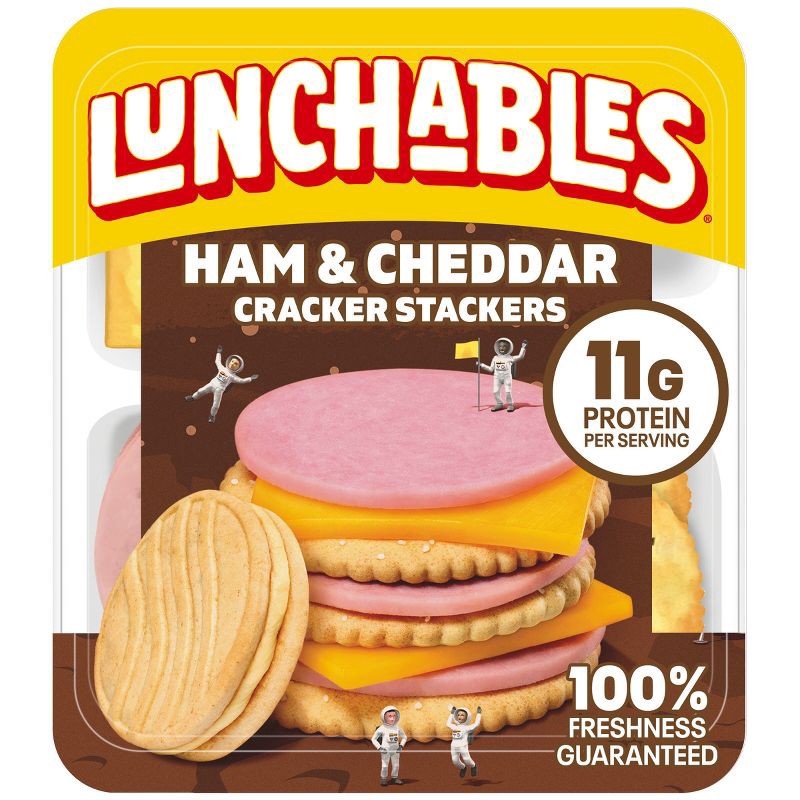 slide 1 of 7, Lunchables Ham & Cheddar Cheese Cracker Stackers - 3.5oz, 3.5 oz