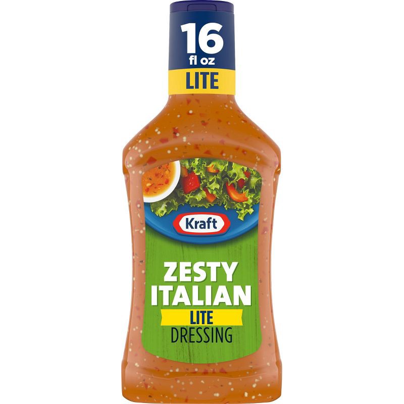slide 1 of 9, Kraft Lite Zesty Italian Salad Dressing - 16fl oz, 16 fl oz
