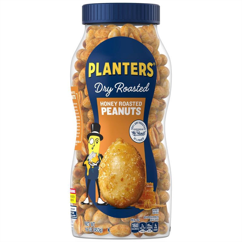 slide 1 of 9, Planters Honey Dry Roasted Peanuts - 16oz, 16 oz