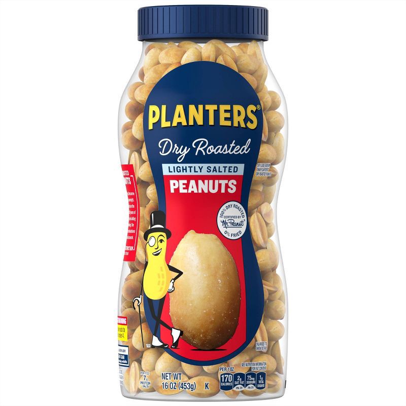 slide 1 of 9, Planters Heart Healthy Lightly Salted Dry Roasted Peanuts - 16oz, 16 oz