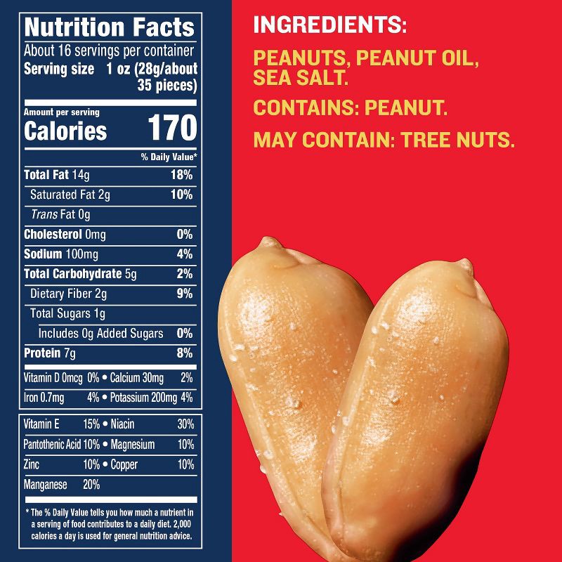 slide 7 of 11, Planters Heart Healthy Cocktail Peanuts - 16oz, 16 oz