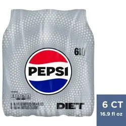 Diet Pepsi Cola Soda - 6pk/16.9 fl oz Bottles