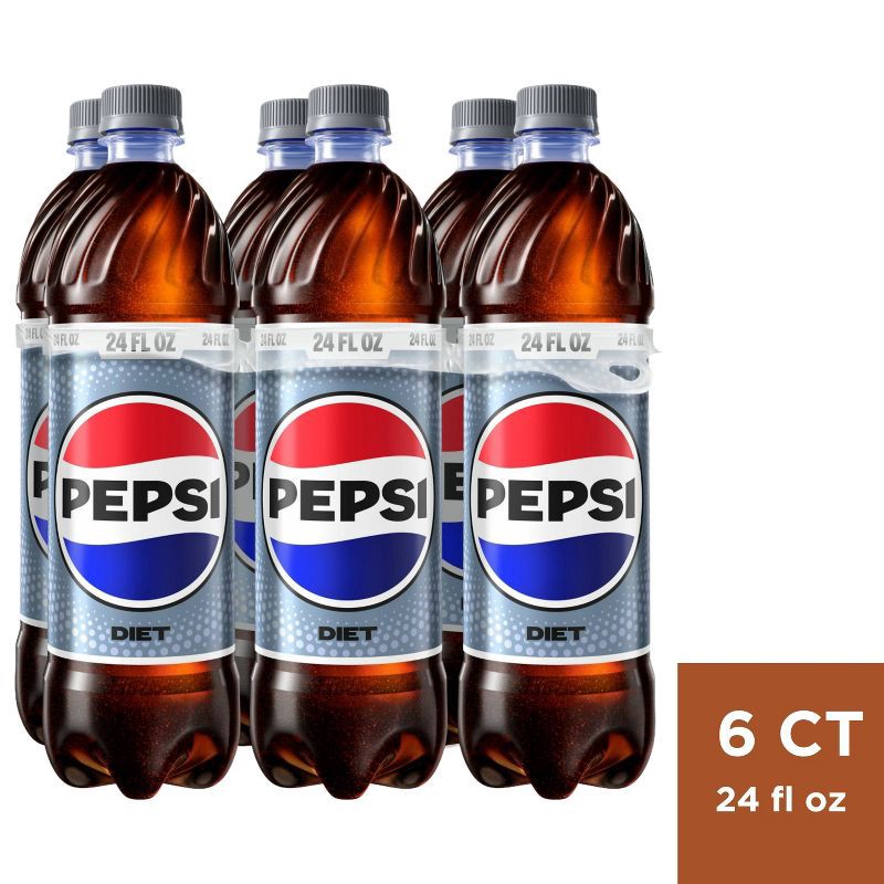 slide 1 of 7, Diet Pepsi Diet 0 Calorie Pepsi Cola Soda Bottles - 6pk/24 fl oz, 6 ct, 24 fl oz