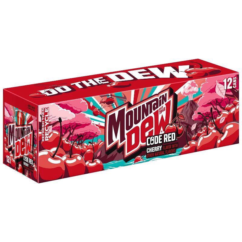 slide 2 of 7, Mtn Dew Mountain Dew Code Red Soda - 12pk/12 fl oz Cans, 12 ct; 12 fl oz