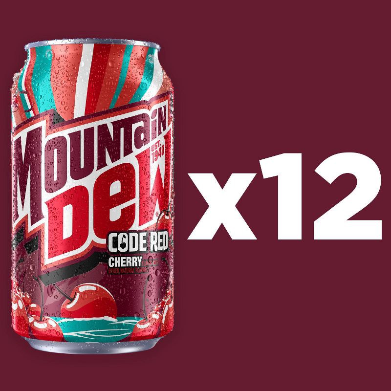 slide 3 of 7, Mtn Dew Mountain Dew Code Red Soda - 12pk/12 fl oz Cans, 12 ct; 12 fl oz