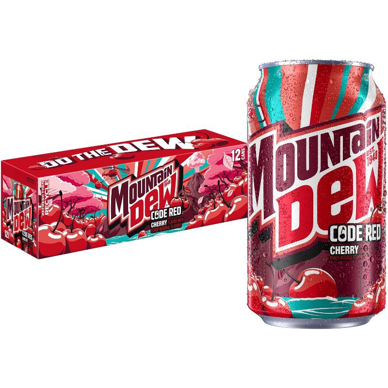 slide 1 of 7, Mtn Dew Mountain Dew Code Red Soda - 12pk/12 fl oz Cans, 12 ct; 12 fl oz