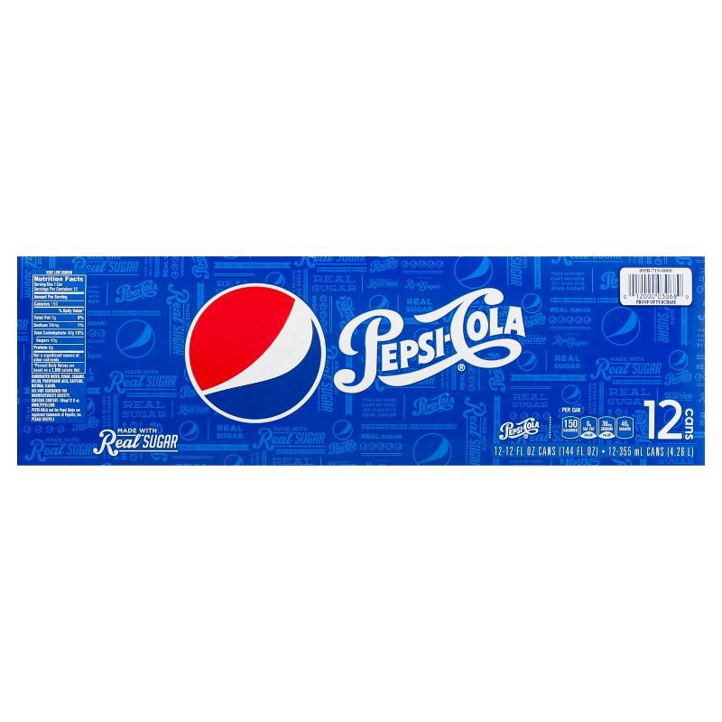 slide 7 of 8, Pepsi Cola with Real Sugar- 12pk/12 fl oz Cans, 12 ct; 12 fl oz