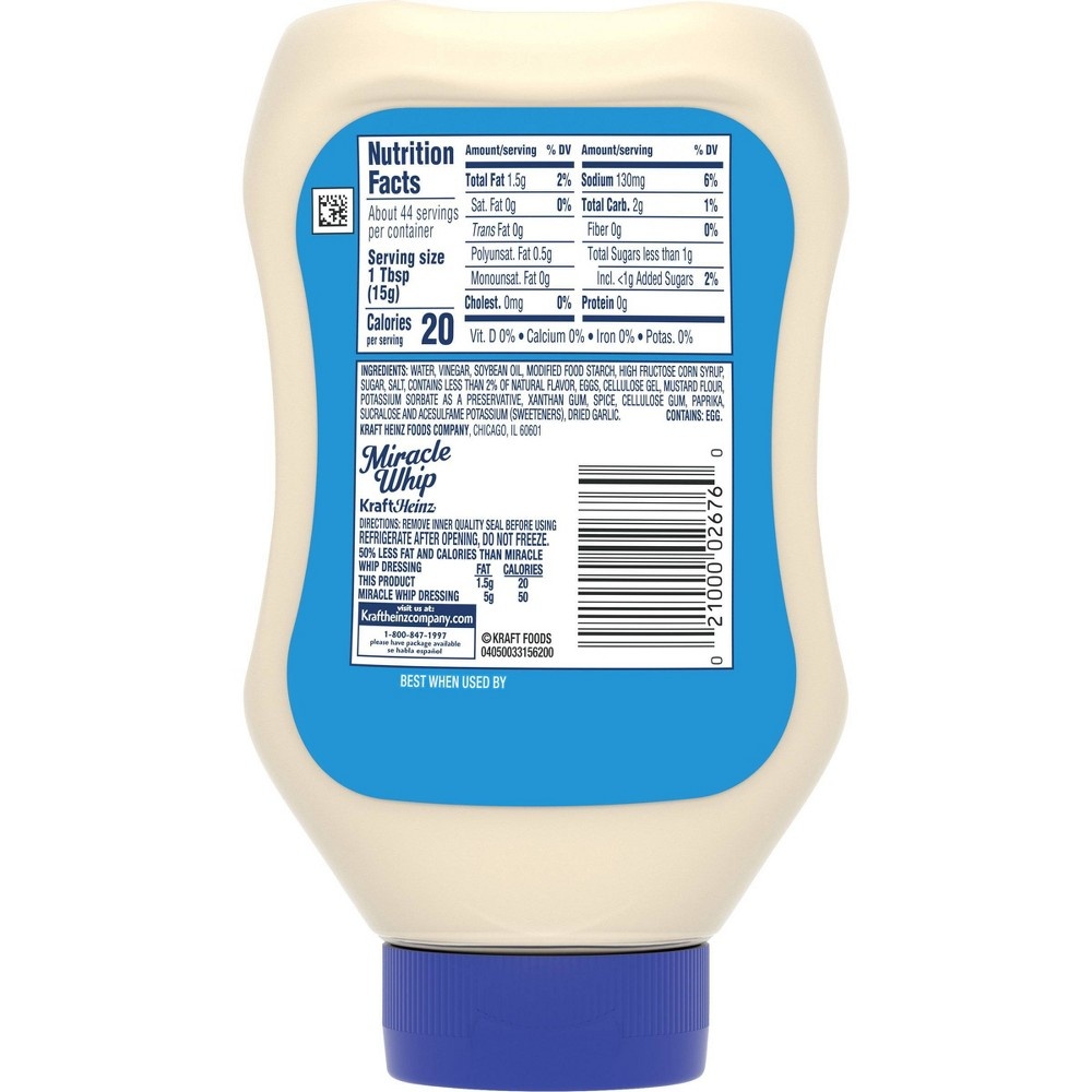 slide 9 of 13, Miracle Whip Light Squeeze Bottle, 22 fl oz