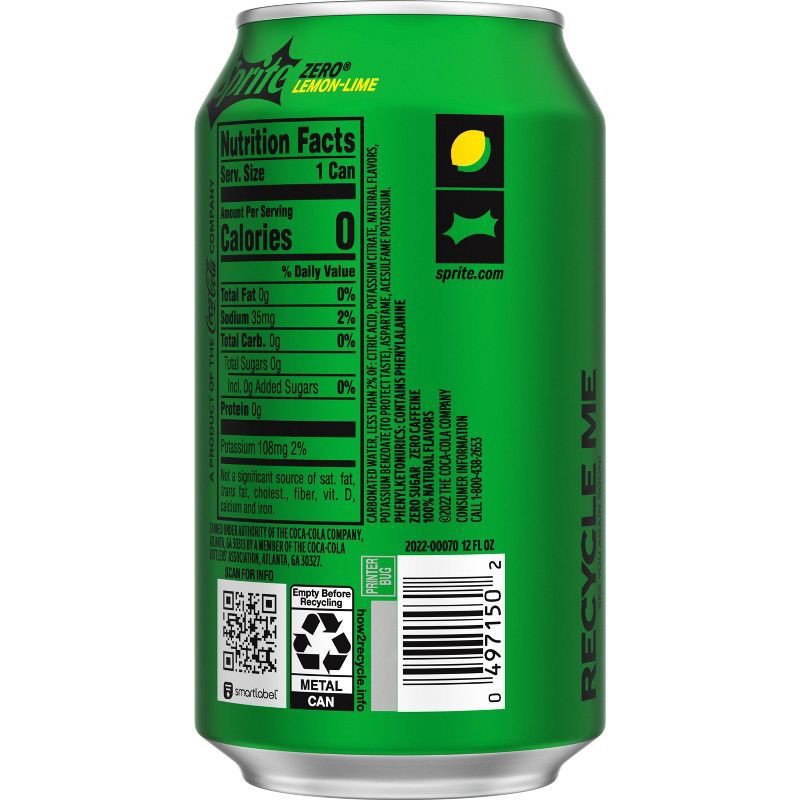 slide 7 of 7, Sprite Zero Soda - 12pk/12 fl oz Cans, 12 ct; 12 fl oz