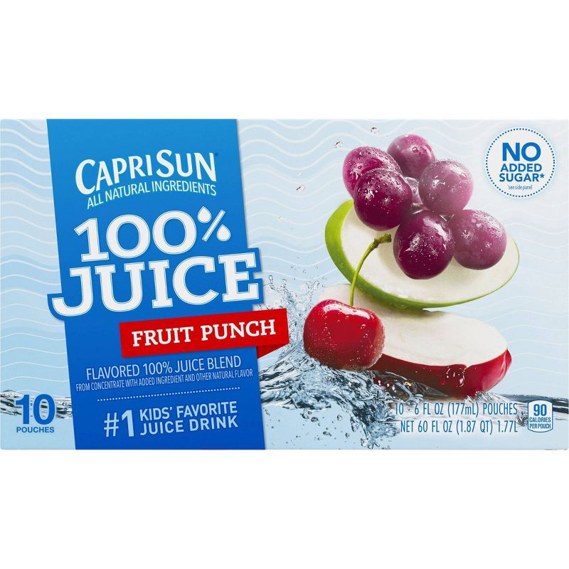 slide 12 of 12, Capri Sun 100% Fruit Punch Juice - 10pk/6 fl oz Pouches, 10 ct; 6 fl oz