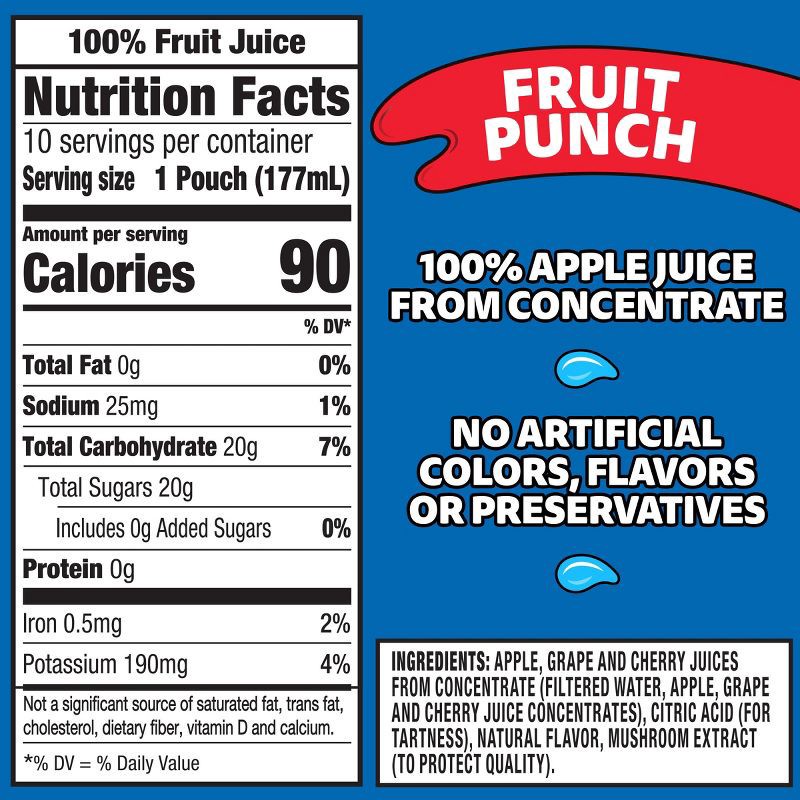 slide 8 of 12, Capri Sun 100% Fruit Punch Juice - 10pk/6 fl oz Pouches, 10 ct; 6 fl oz