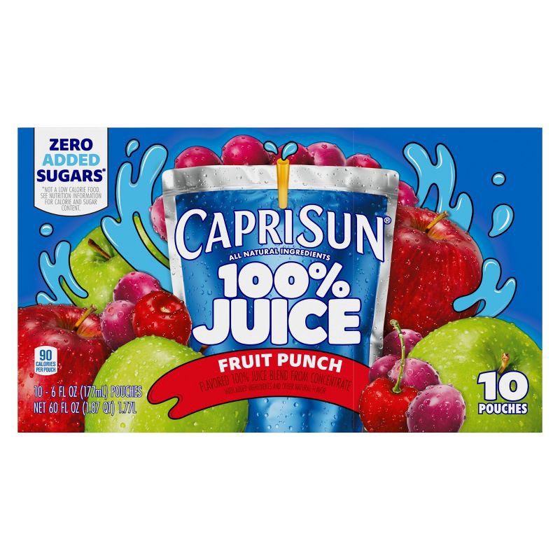 slide 9 of 12, Capri Sun 100% Fruit Punch Juice - 10pk/6 fl oz Pouches, 10 ct; 6 fl oz