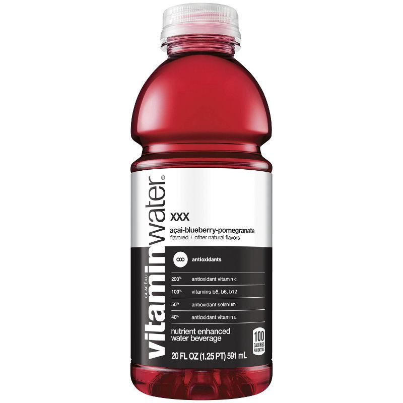 slide 1 of 7, Vitamin Water vitaminwater xxx açai- blueberry-pomegranate - 20 fl oz Bottle, 20 fl oz