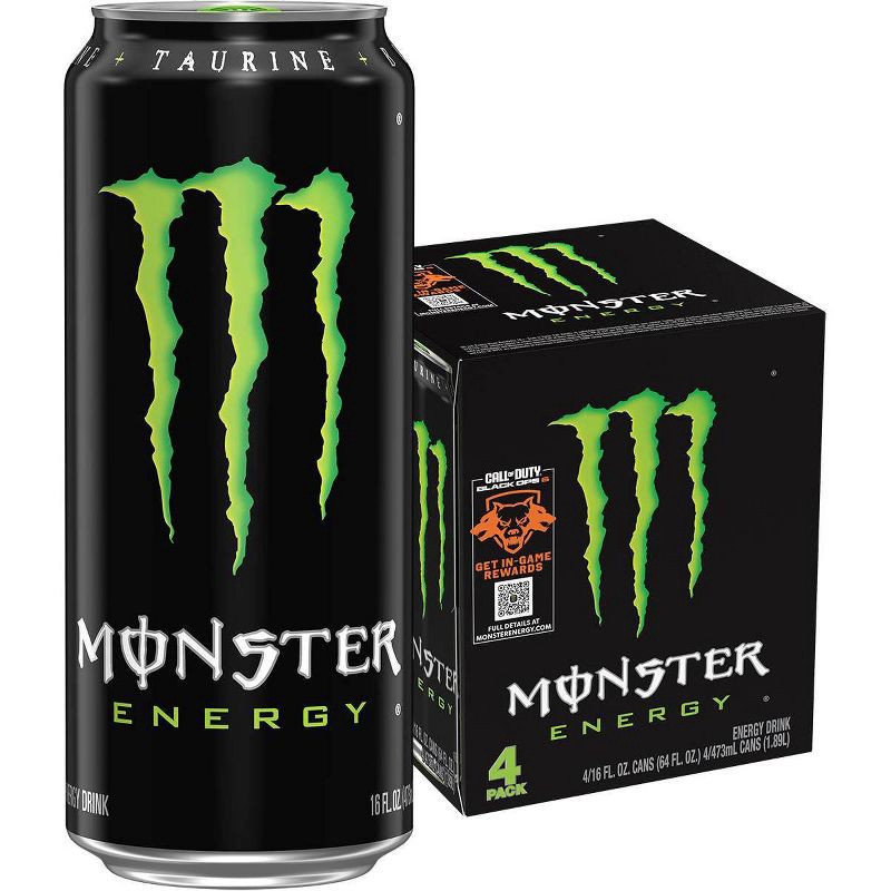 slide 1 of 6, Monster Energy, Original - 4pk/16 fl oz Cans, 4 ct; 16 fl oz