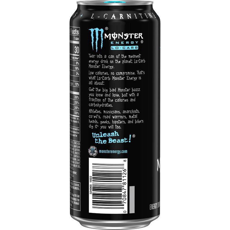 slide 2 of 4, Monster Energy, Lo-Carb - 16 fl oz Can, 16 fl oz