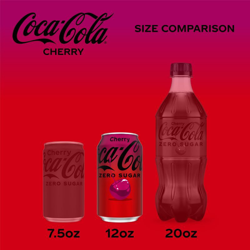slide 4 of 8, Coca-Cola Zero Coca-Cola Cherry Zero Soda - 12pk/12 fl oz Cans, 12 ct; 12 fl oz