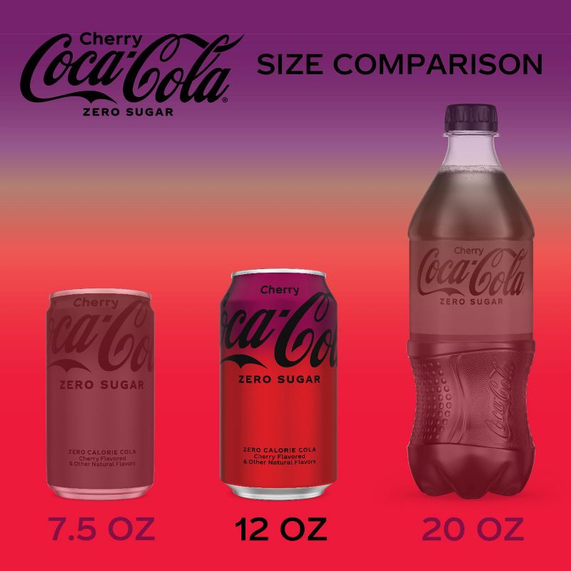 slide 4 of 13, Coca-Cola Zero Coca-Cola Cherry Zero Soda - 12pk/12 fl oz Cans, 12 ct; 12 fl oz