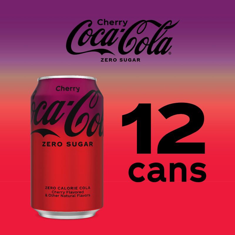 slide 5 of 13, Coca-Cola Zero Coca-Cola Cherry Zero Soda - 12pk/12 fl oz Cans, 12 ct; 12 fl oz