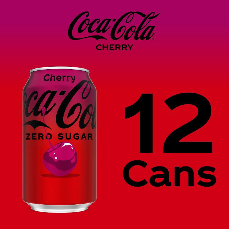 slide 5 of 8, Coca-Cola Zero Coca-Cola Cherry Zero Soda - 12pk/12 fl oz Cans, 12 ct; 12 fl oz