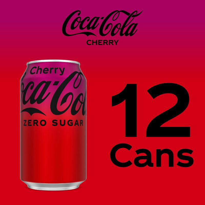 slide 5 of 8, Coca-Cola Zero Coca-Cola Cherry Zero Soda - 12pk/12 fl oz Cans, 12 ct; 12 fl oz