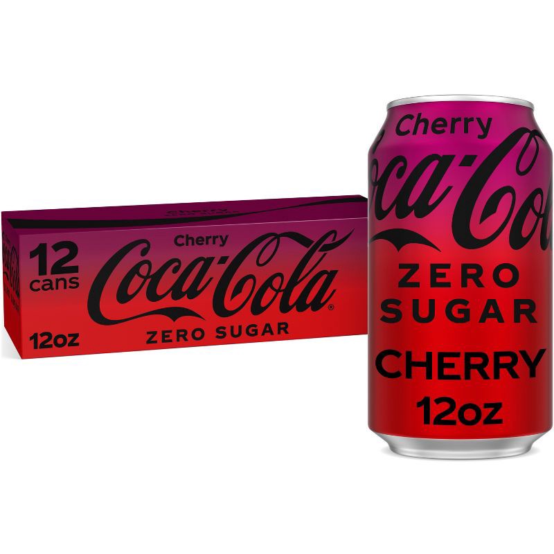 slide 1 of 8, Coca-Cola Zero Coca-Cola Cherry Zero Soda - 12pk/12 fl oz Cans, 12 ct; 12 fl oz