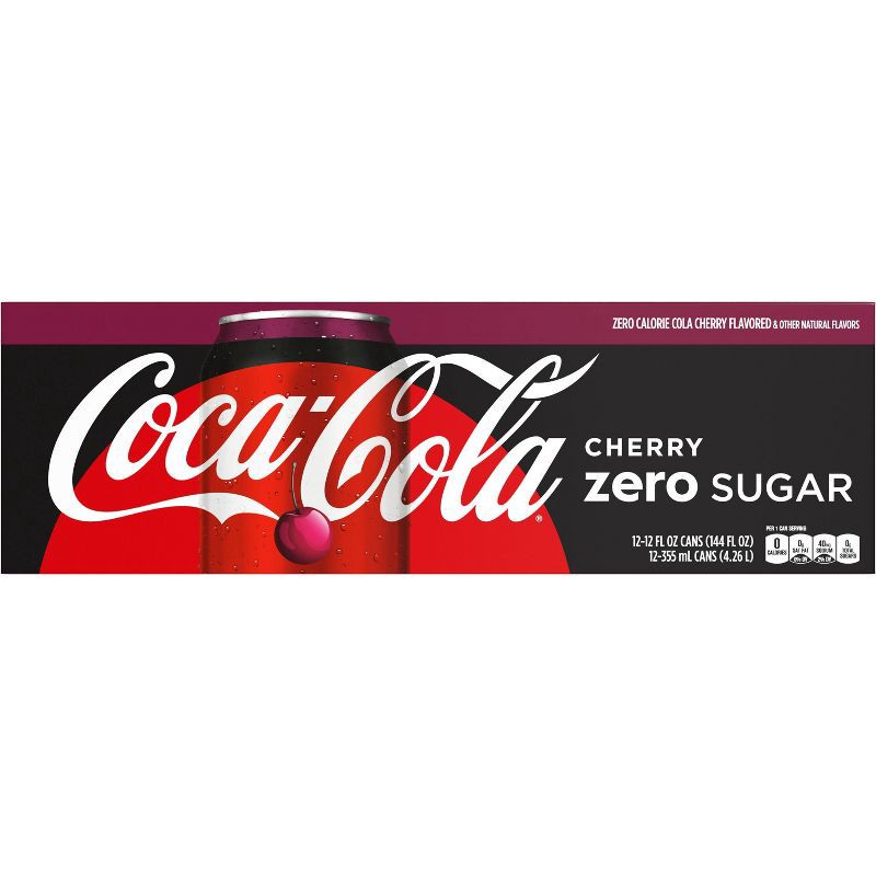 slide 7 of 13, Coca-Cola Zero Coca-Cola Cherry Zero Soda - 12pk/12 fl oz Cans, 12 ct; 12 fl oz