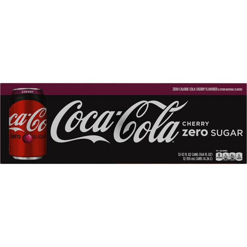 slide 10 of 13, Coca-Cola Zero Coca-Cola Cherry Zero Soda - 12pk/12 fl oz Cans, 12 ct; 12 fl oz