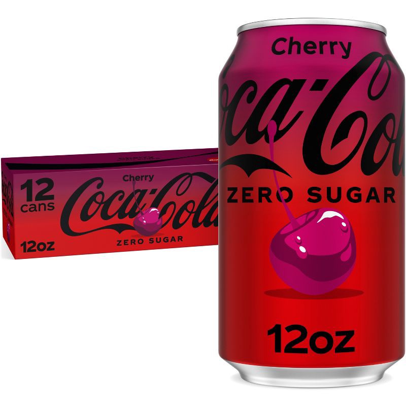 slide 1 of 8, Coca-Cola Zero Coca-Cola Cherry Zero Soda - 12pk/12 fl oz Cans, 12 ct; 12 fl oz