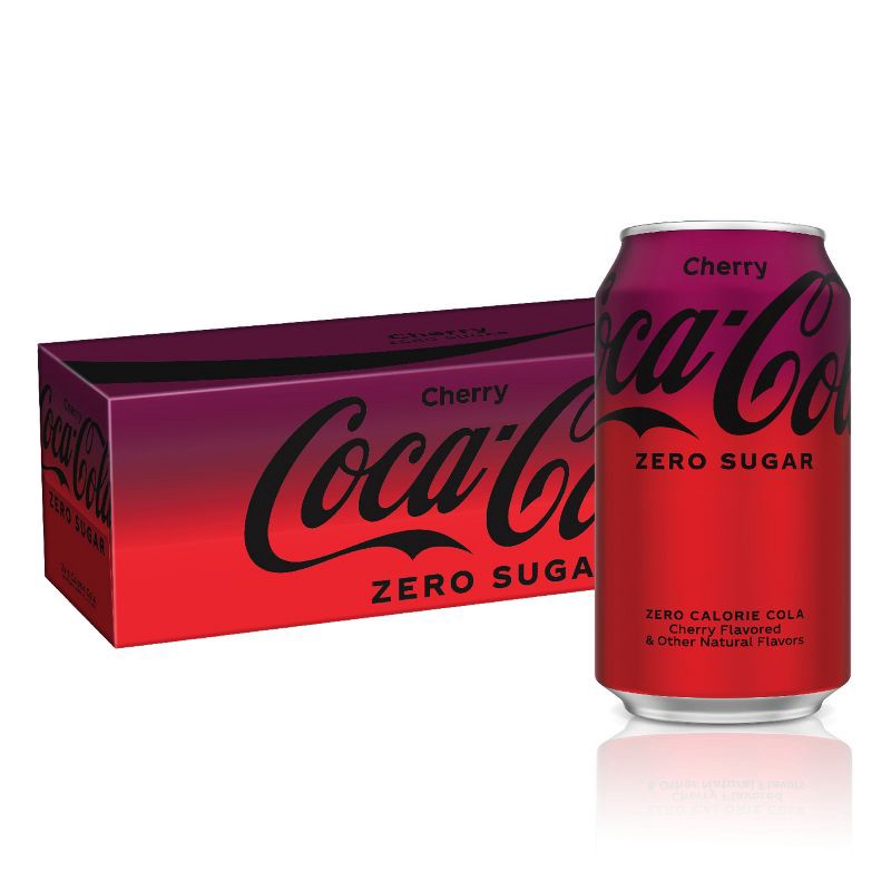 slide 1 of 13, Coca-Cola Zero Coca-Cola Cherry Zero Soda - 12pk/12 fl oz Cans, 12 ct; 12 fl oz