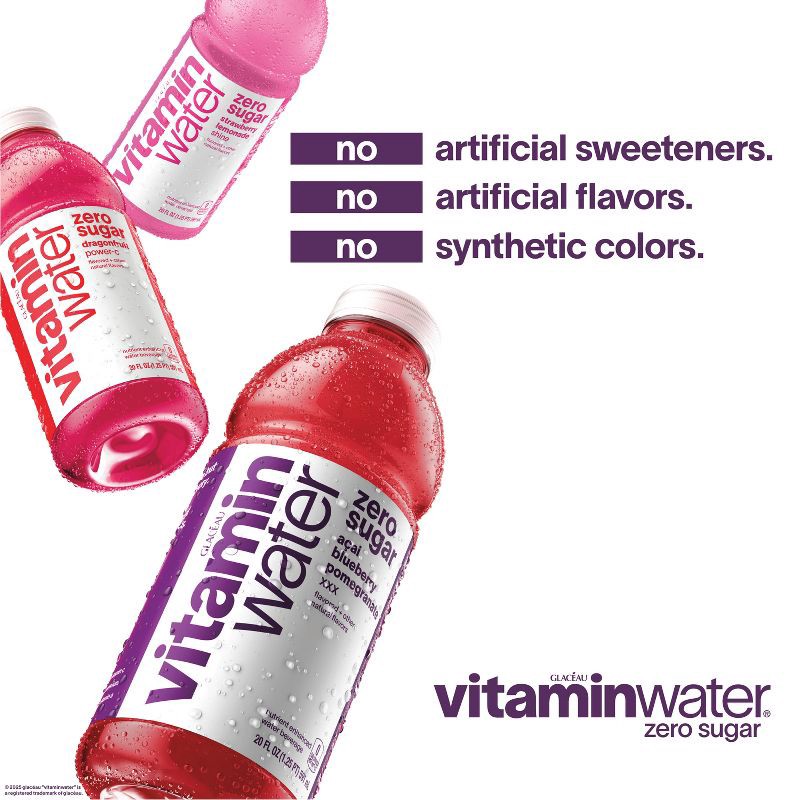 slide 2 of 6, Vitamin Water vitaminwater zero xxx açai- blueberry-pomegranate - 20 fl oz Bottle, 20 fl oz