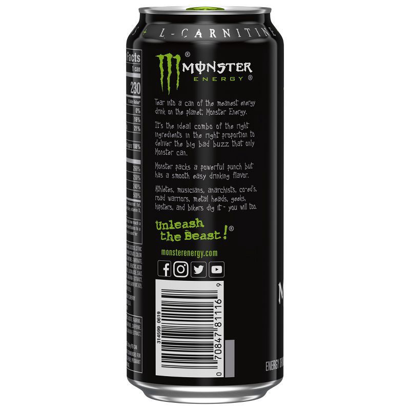 slide 2 of 5, Monster Energy, Original - 16 fl oz Can, 16 fl oz