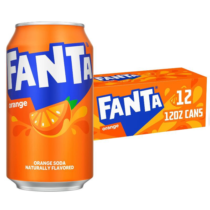 slide 1 of 8, Fanta Orange Soda - 12pk/12 fl oz Cans, 12 ct; 12 fl oz