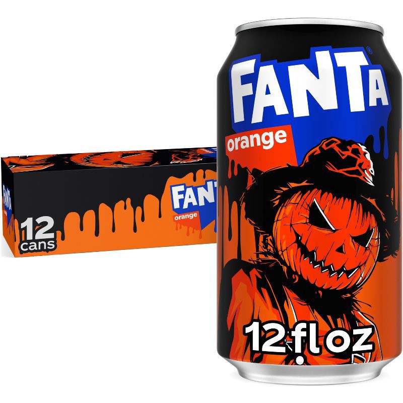 slide 1 of 9, Fanta Orange Soda - 12pk/12 fl oz Cans: Non-Caffeinated, 12 ct; 12 fl oz