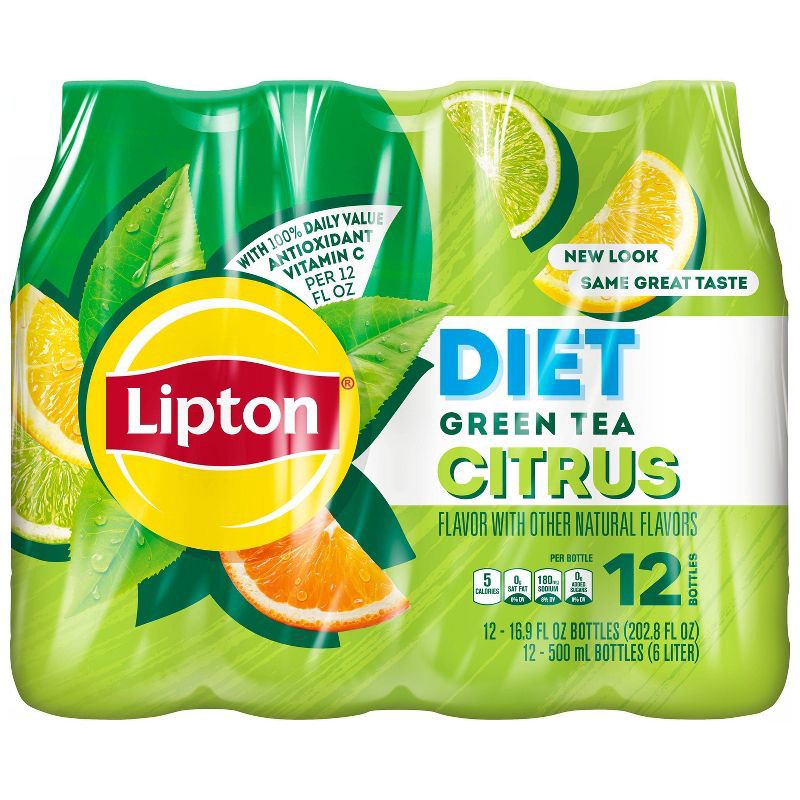 slide 1 of 3, Lipton RTD Lipton Diet Green Tea With Citrus - 12pk/16.9 fl oz Bottles, 12 ct; 16.9 fl oz