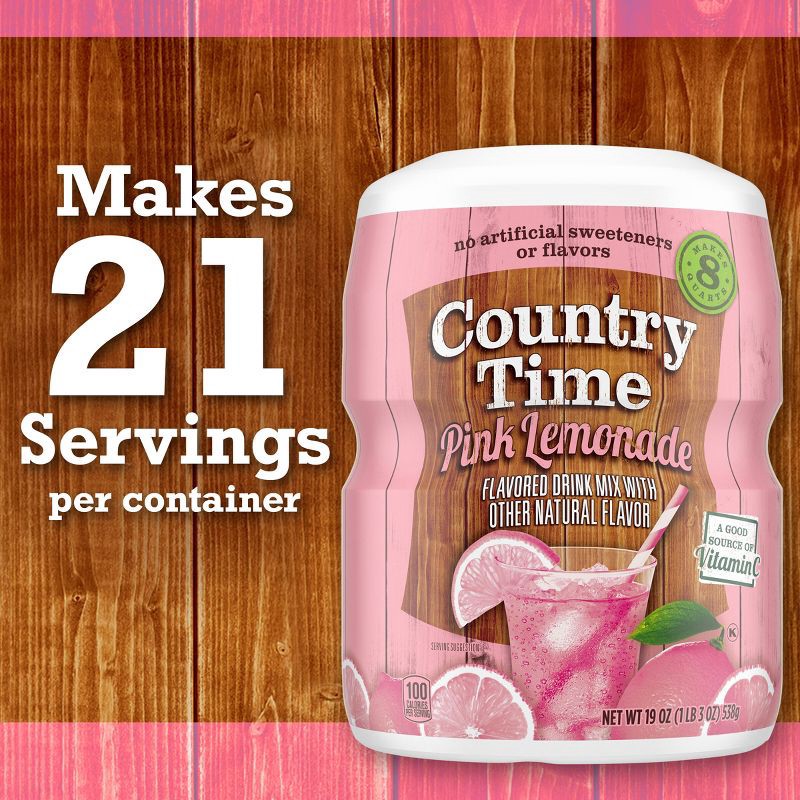 slide 7 of 13, Country Time Pink Lemonade Drink Mix - 19oz Canister, 19 oz