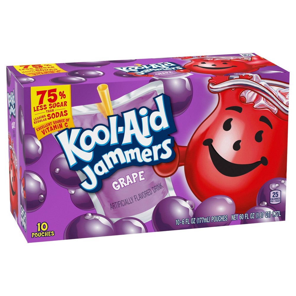 slide 10 of 12, Kool-Aid Jammers Grape Artificially Flavored Soft Drink, 10 ct; 6 fl oz