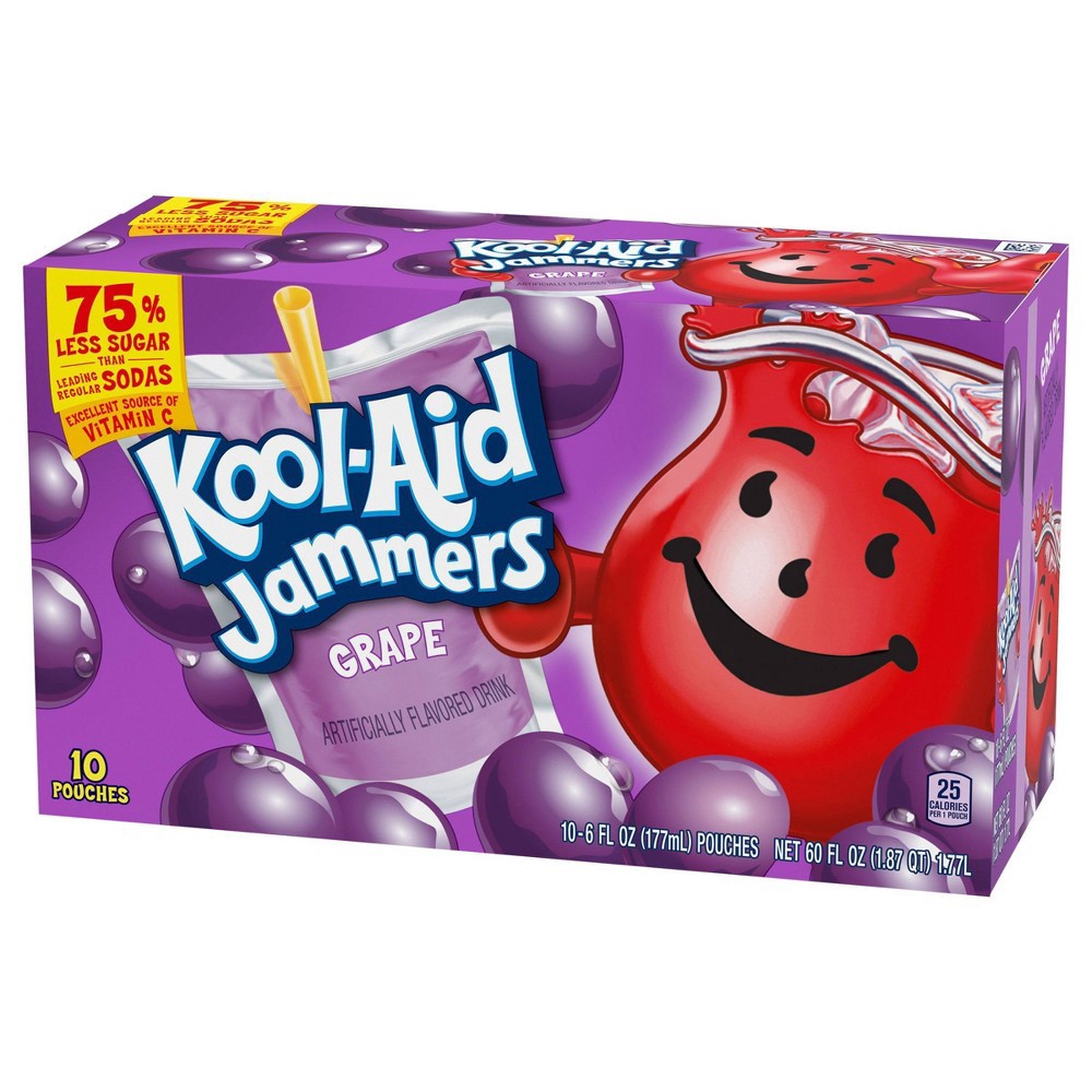 slide 7 of 12, Kool-Aid Jammers Grape Artificially Flavored Soft Drink, 10 ct; 6 fl oz