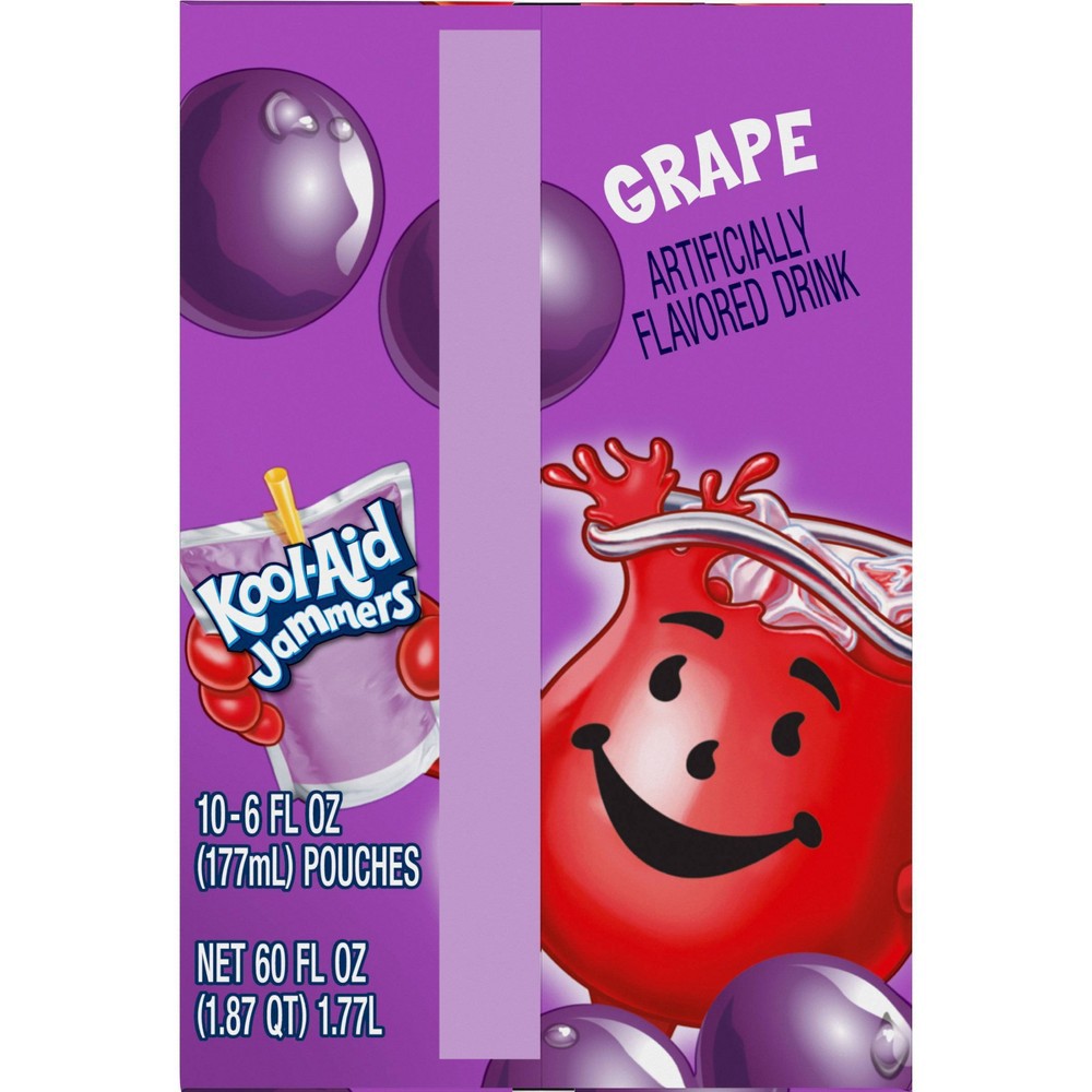 slide 6 of 12, Kool-Aid Jammers Grape Artificially Flavored Soft Drink, 10 ct; 6 fl oz