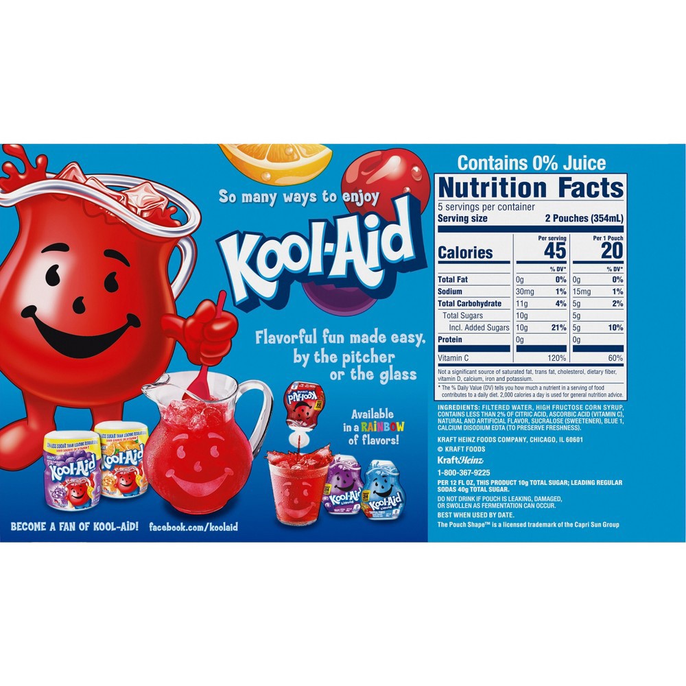 slide 12 of 16, Kool-Aid Jammers Tropical Punch Artificially Flavored Drink Pouches, 10 ct; 6 fl oz