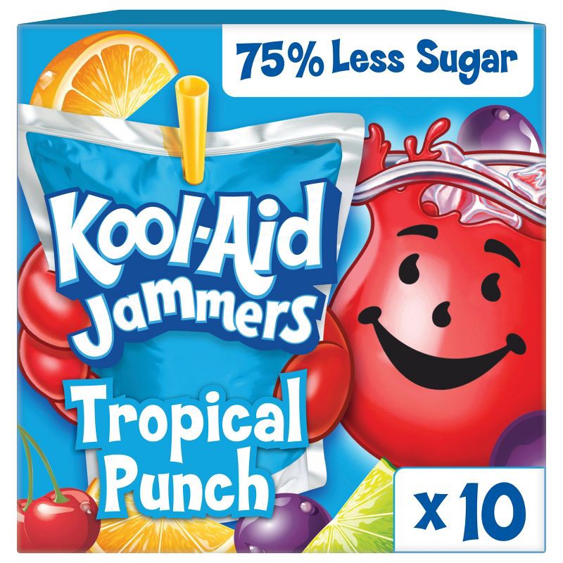 slide 1 of 9, Kool-Aid Jammers Tropical Punch Juice Boxes - 10pk/6 fl oz Pouches, 10 ct; 6 fl oz