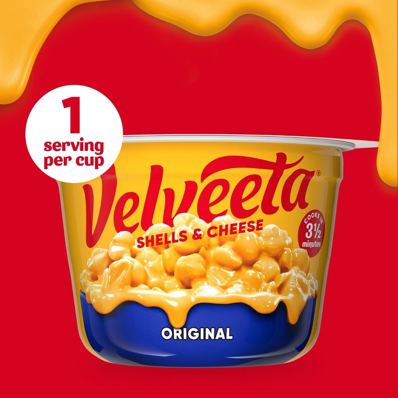 slide 7 of 10, Velveeta Shells & Cheese Original Mac and Cheese Cups Easy Microwavable Dinner - 9.56oz/4ct, 9.56 oz, 4 ct