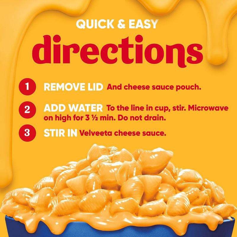 slide 8 of 10, Velveeta Shells & Cheese Original Mac and Cheese Cups Easy Microwavable Dinner - 9.56oz/4ct, 9.56 oz, 4 ct