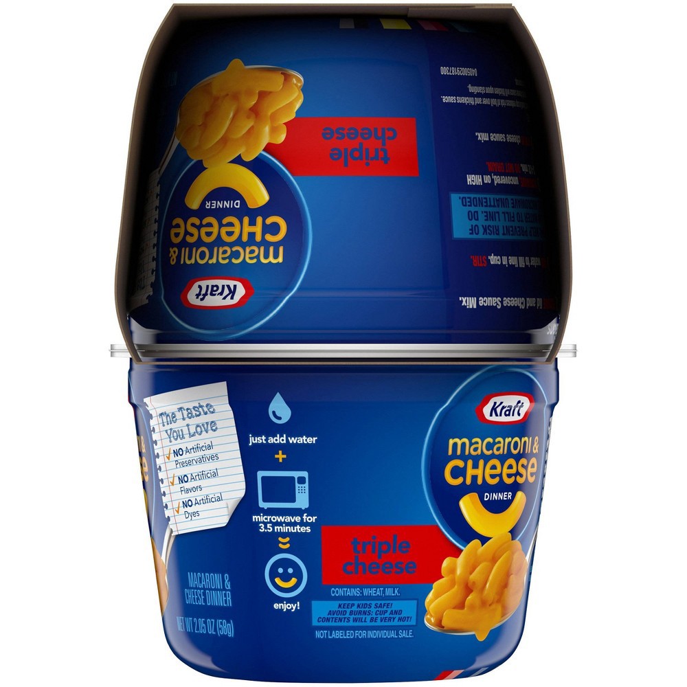 slide 4 of 11, Kraft Triple Cheese Macaroni & Cheese Easy Microwavable Dinner Pack Cups, 4 ct; 2.05 oz