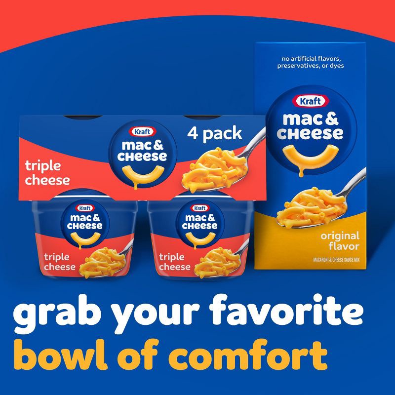 slide 8 of 9, Kraft Triple Cheese Mac and Cheese Cups Easy Microwavable Dinner - 8.2oz/4ct, 8.2 oz, 4 ct