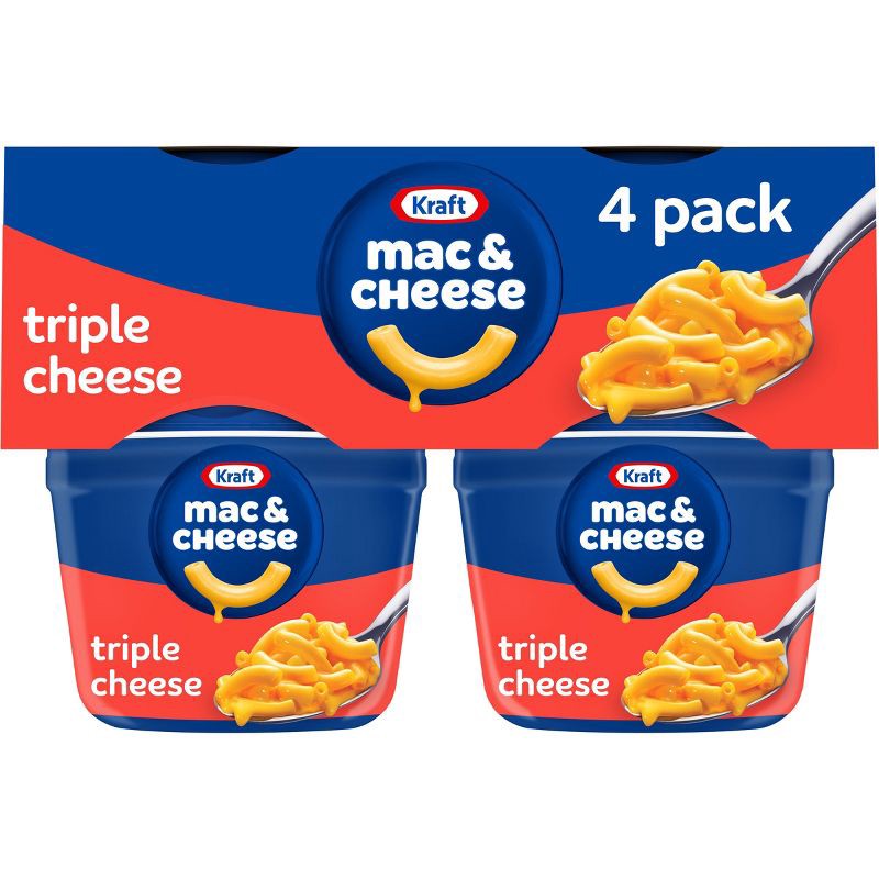 slide 1 of 9, Kraft Triple Cheese Mac and Cheese Cups Easy Microwavable Dinner - 8.2oz/4ct, 8.2 oz, 4 ct